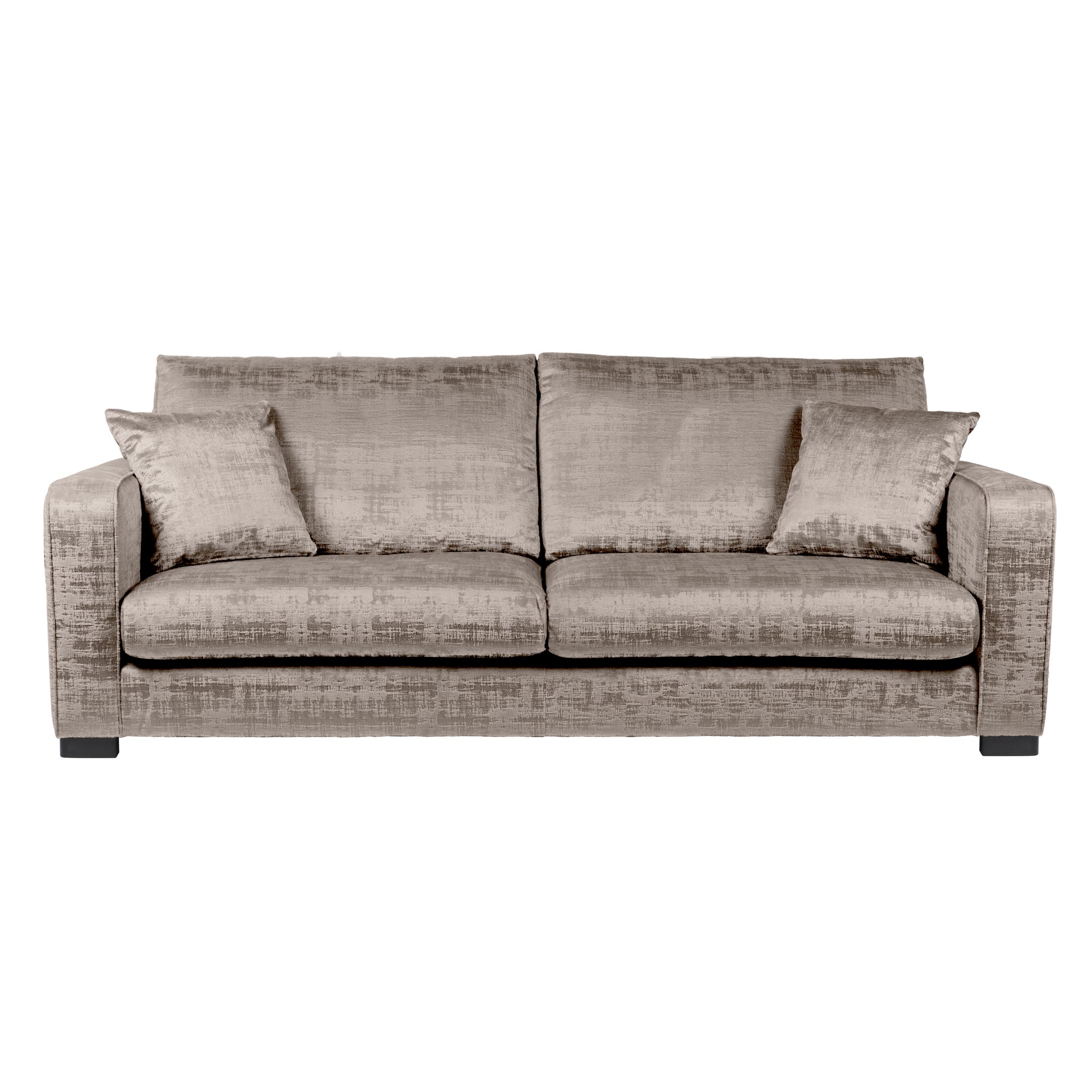 Carson Distressed Velvet 4 Seater Sofa Brown