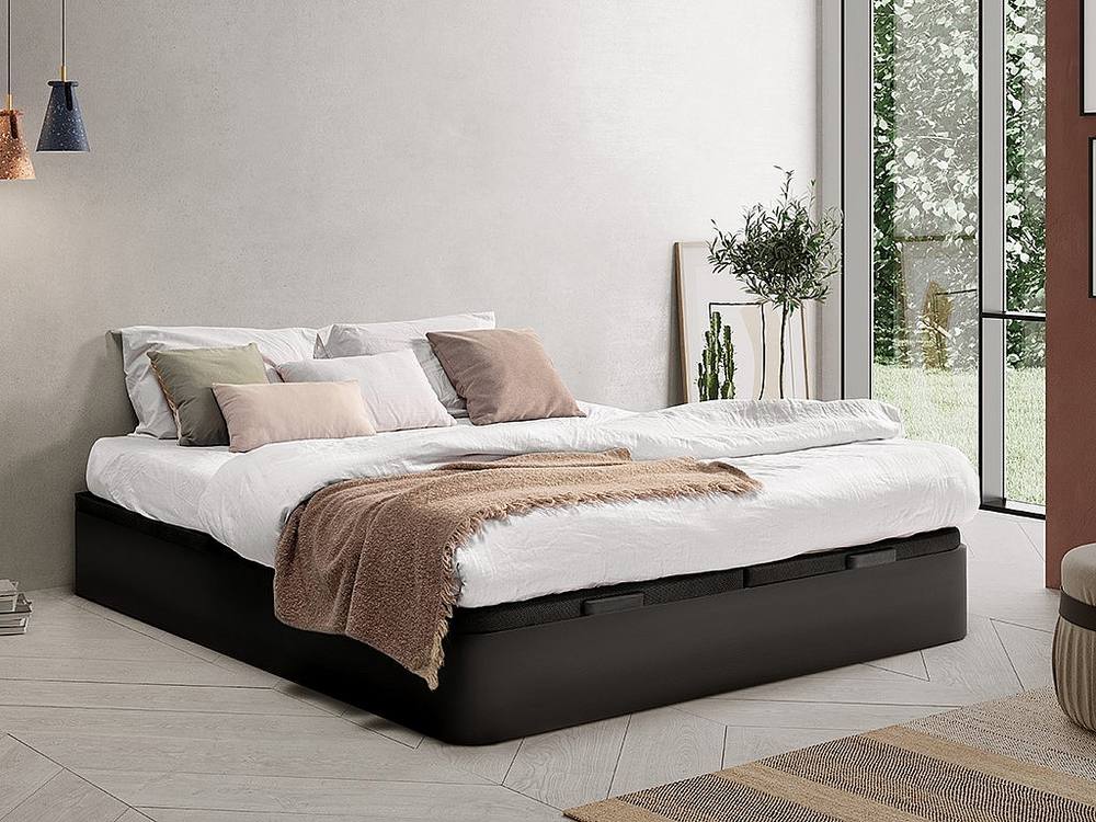 Vente-unique Ottoman Bedframe - 180 X 200 Cm - Matt Black - HESTIA By YSMÉE