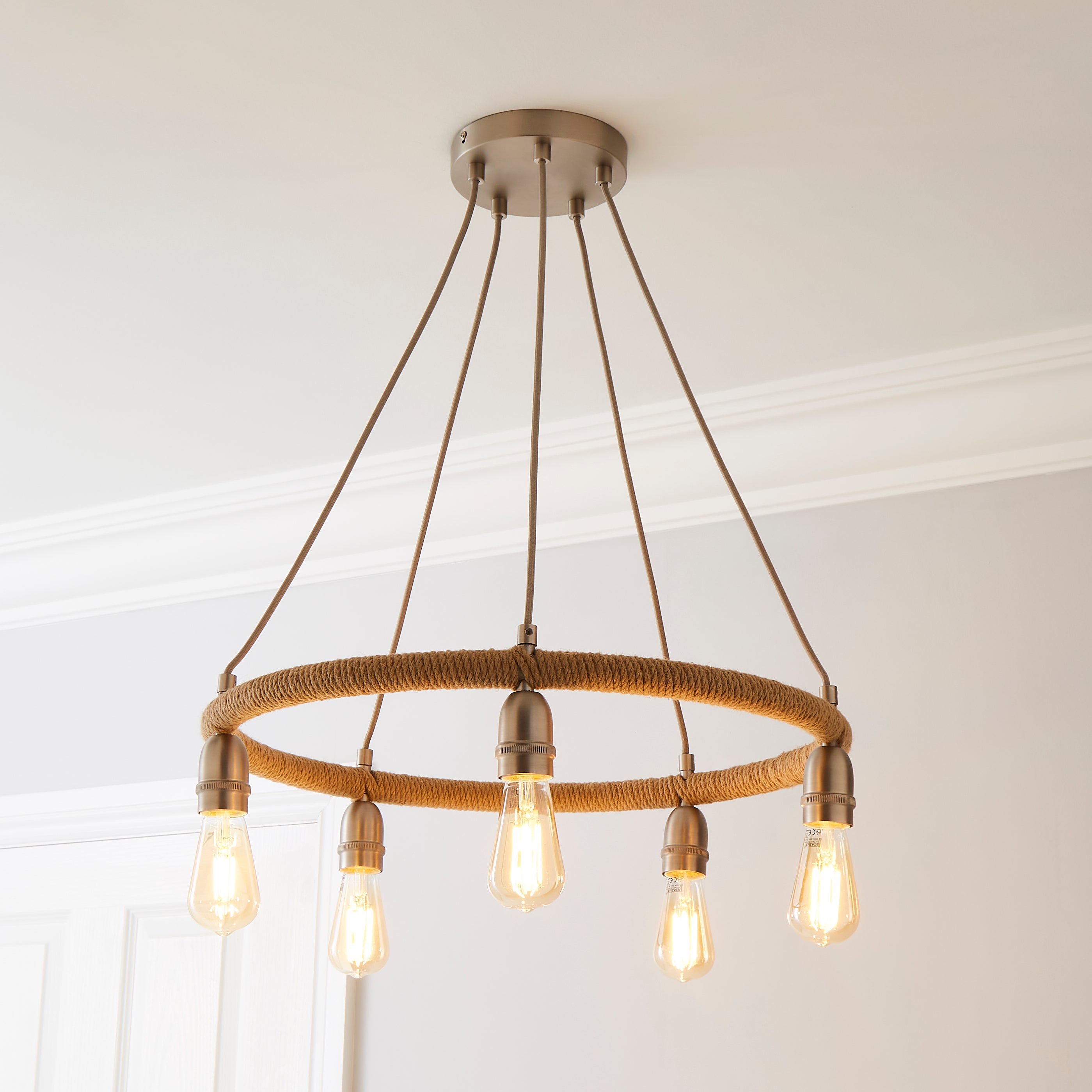 Shelley Rope 5 Light Ceiling Fitting Silver