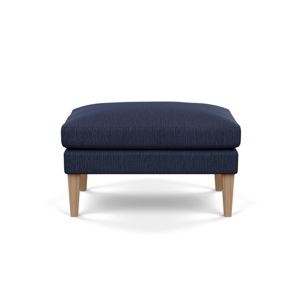 Heal's Wallis Ottoman Smart Linen Mix Navy Tinted Ash Feet