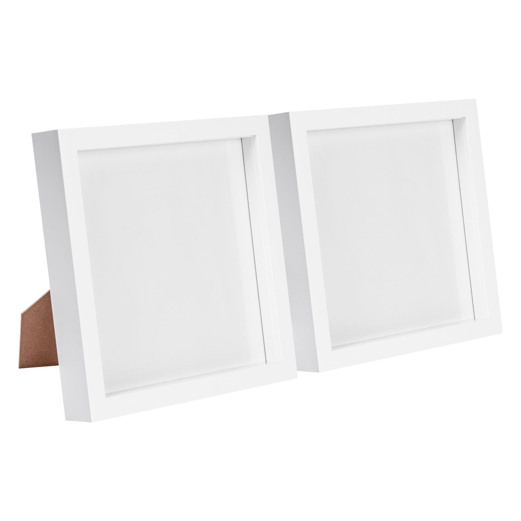 Nicola Spring 3D Box Photo Frames - 8" x 8" - White - Pack of 2