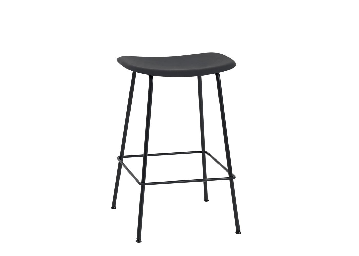 Muuto Fiber Counter Stool Without Backrest Black Tube Base Black Seat