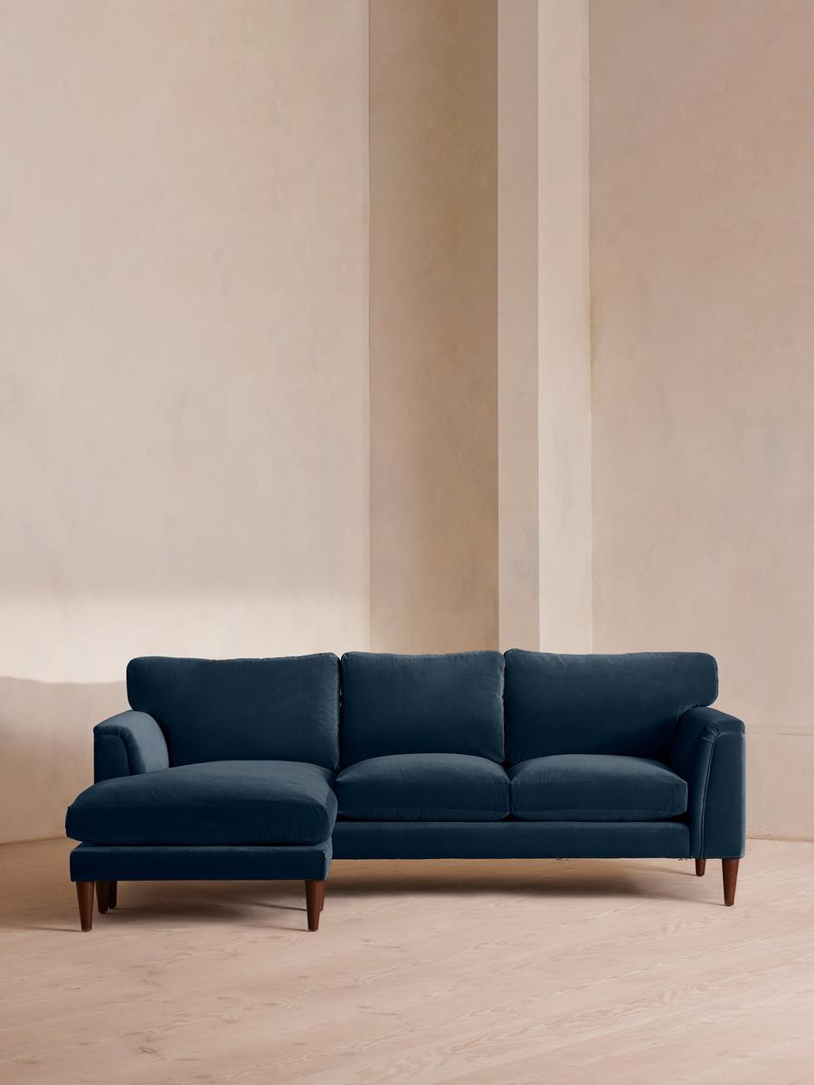 Reya Chaise-end Sofa, Velvet, Royal Blue