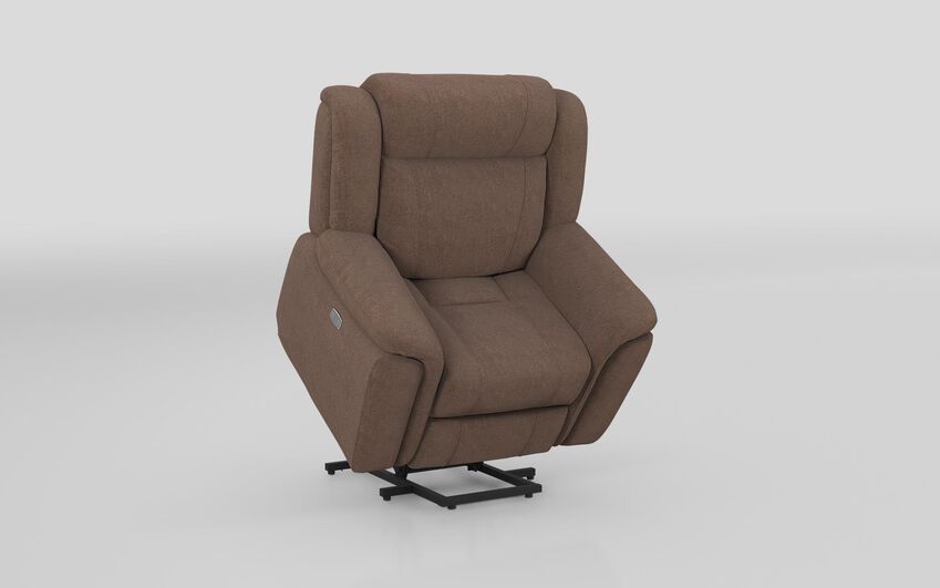 Brown Fabric Elland Lift & Rise Power Chair