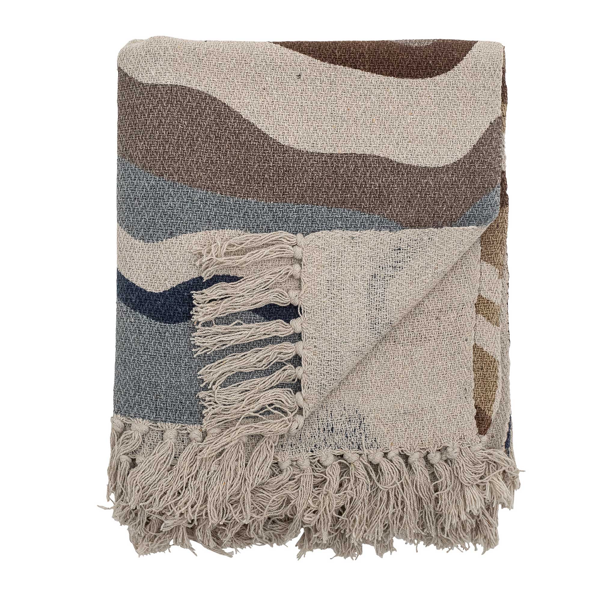 Navy Wave Throw Blanket Cotton Blend | Barker & Stonehouse