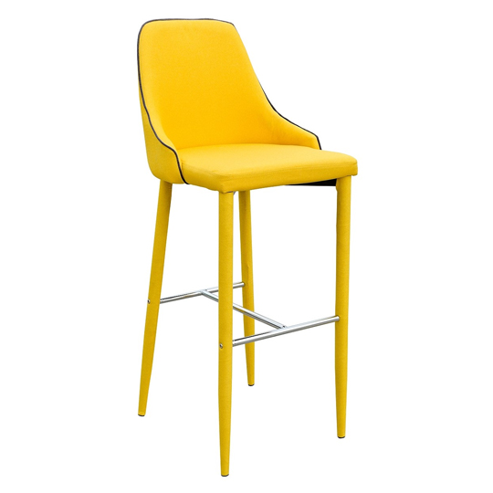 Duncan Yellow Fabric Bar Stool With Metal Foot Rest