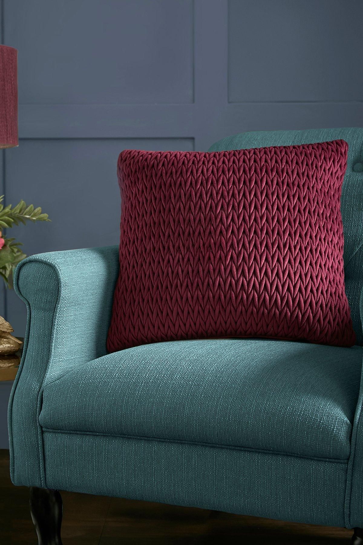 Laurence Llewelyn-Bowen 'Amory' Luxe Velvet Filled Cushion in Wine