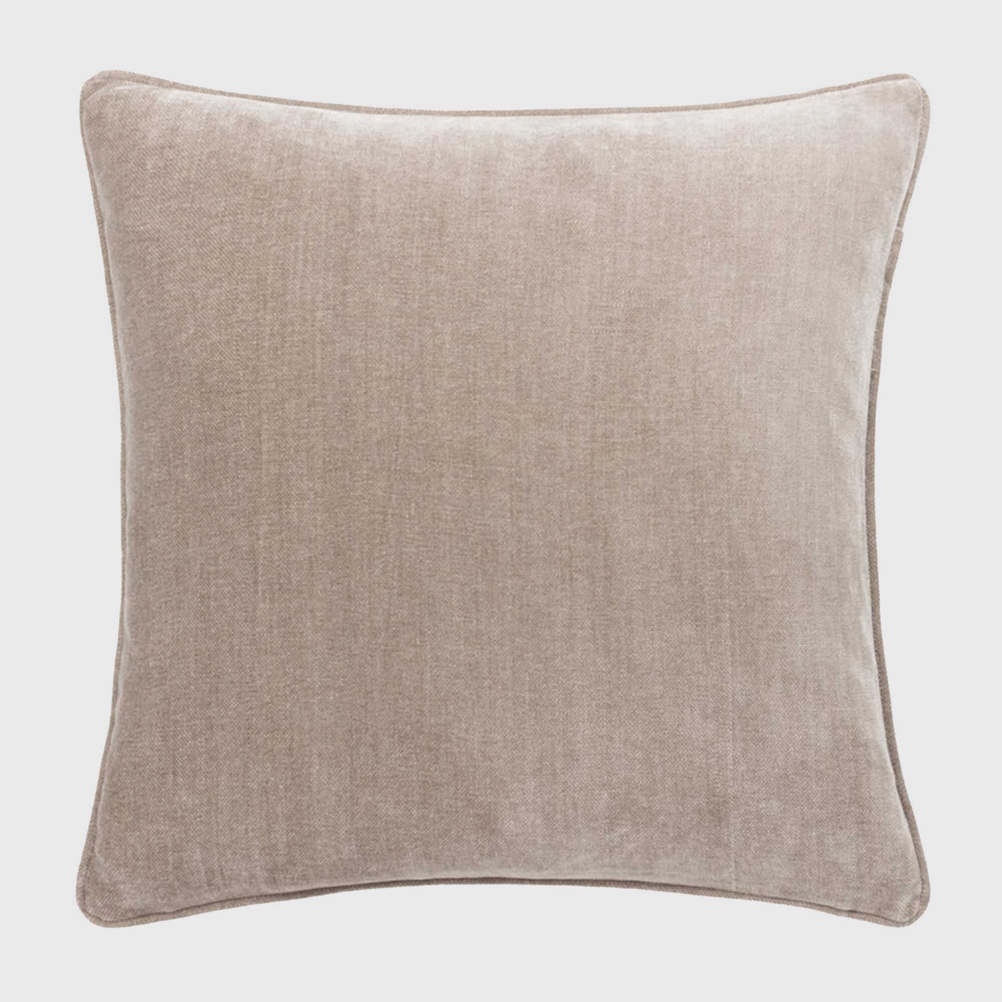 Griege Chenille Piped Cushion, Square, Neutral Polyester | Barker & Stonehouse