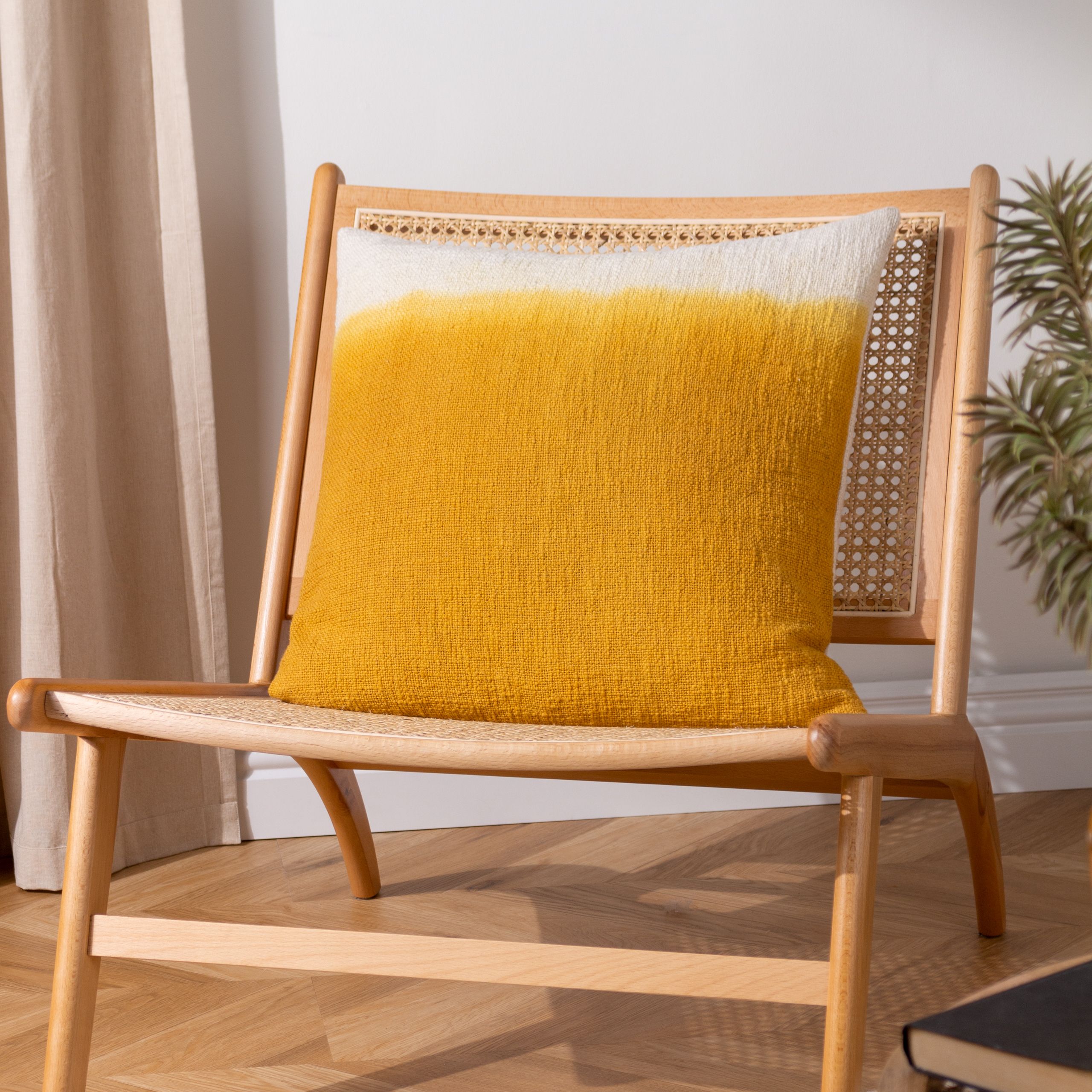 Furn Mizu Square Dip Dye Cushion in Yellow