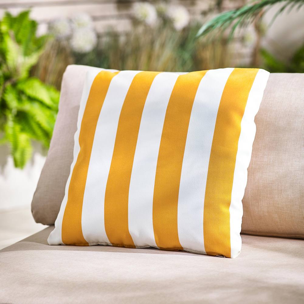 FurnitureboxUK 2x Stripe Outdoor Cushions (pair) in Yellow