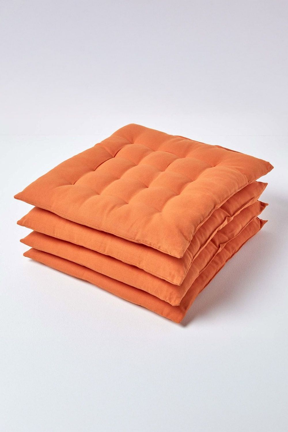 Homescapes 4 Pack Seat Pads Luxury 100% Cotton Indoor Outdoor Garden Cushion, 40cm in Burnt Orange