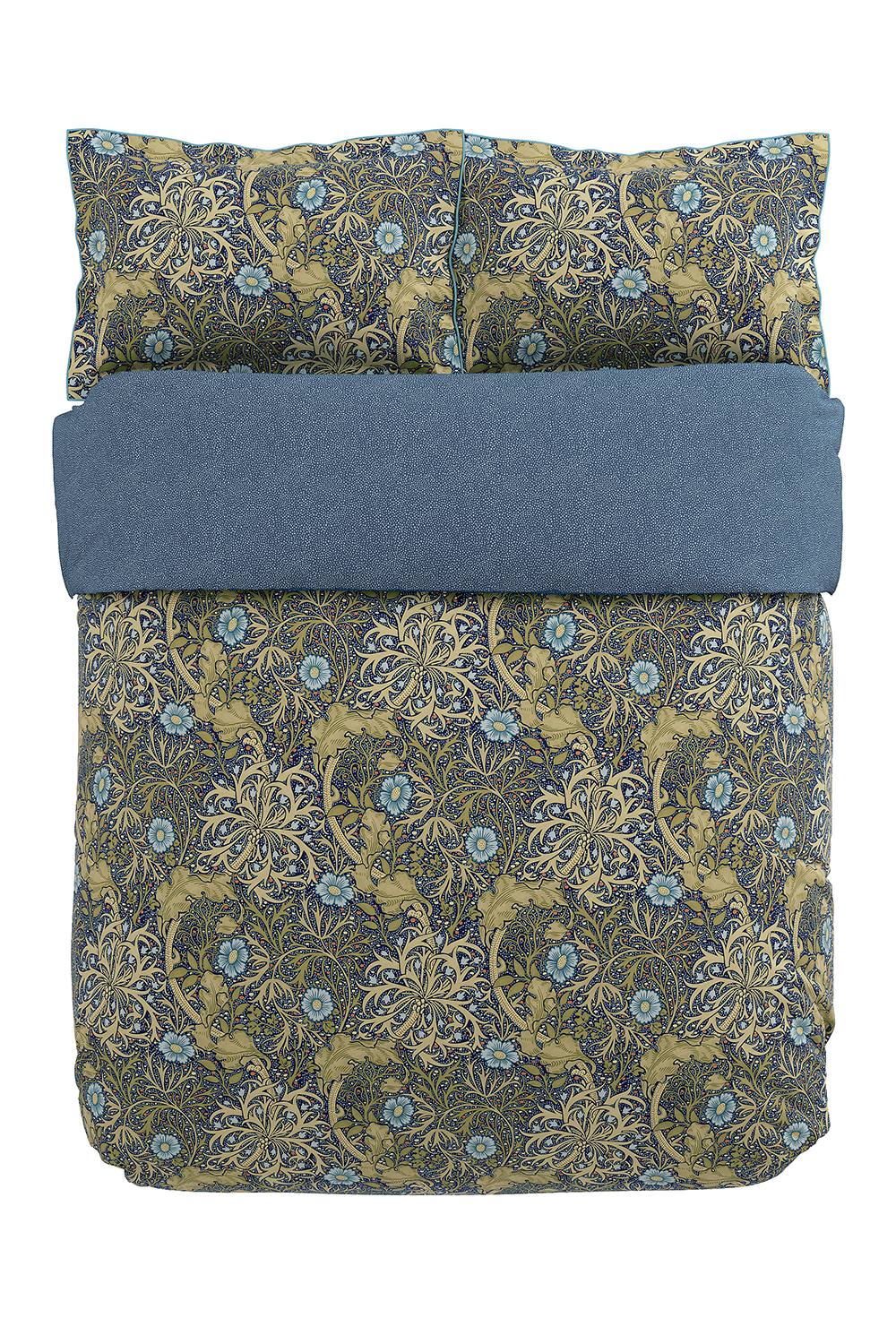 Morris & Co 'Seaweed' Cotton Duvet Cover Set in Dark Blue 3
