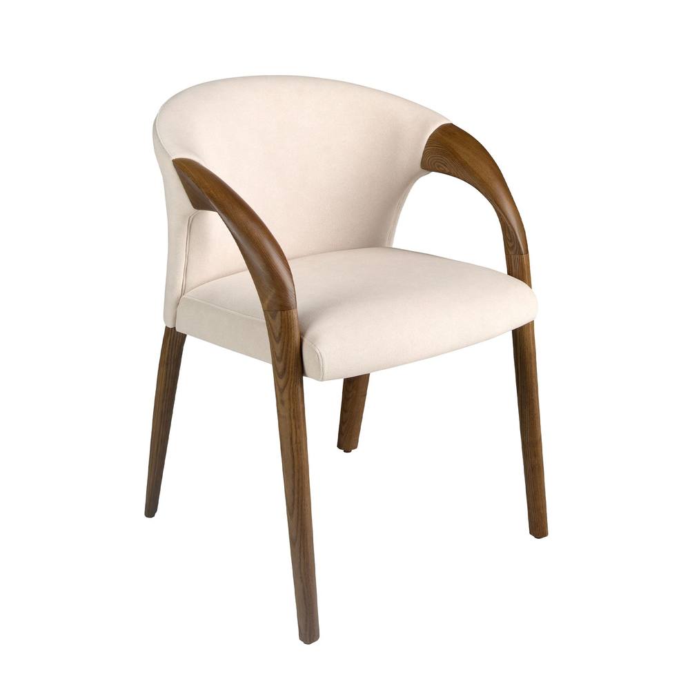 Angel Cerda Cream Velvet Dining Chair with Armrests