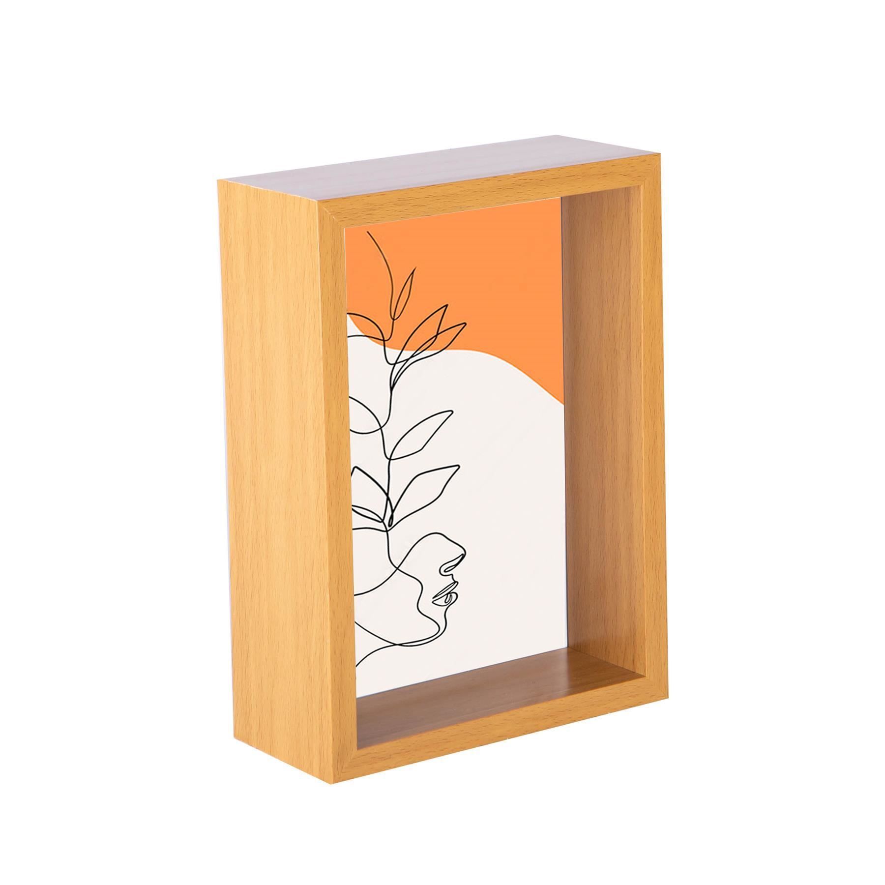 Nicola Spring 3D Deep Box Photo Frame - 5 x 7" in Light Brown