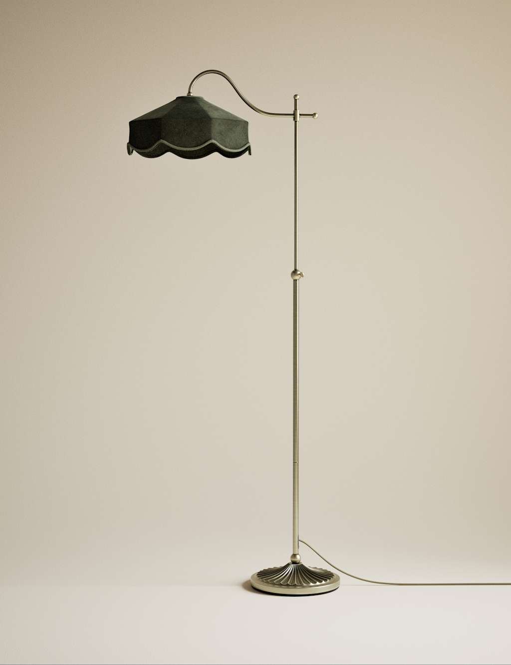 M&S Winnie Velvet Floor Lamp Green