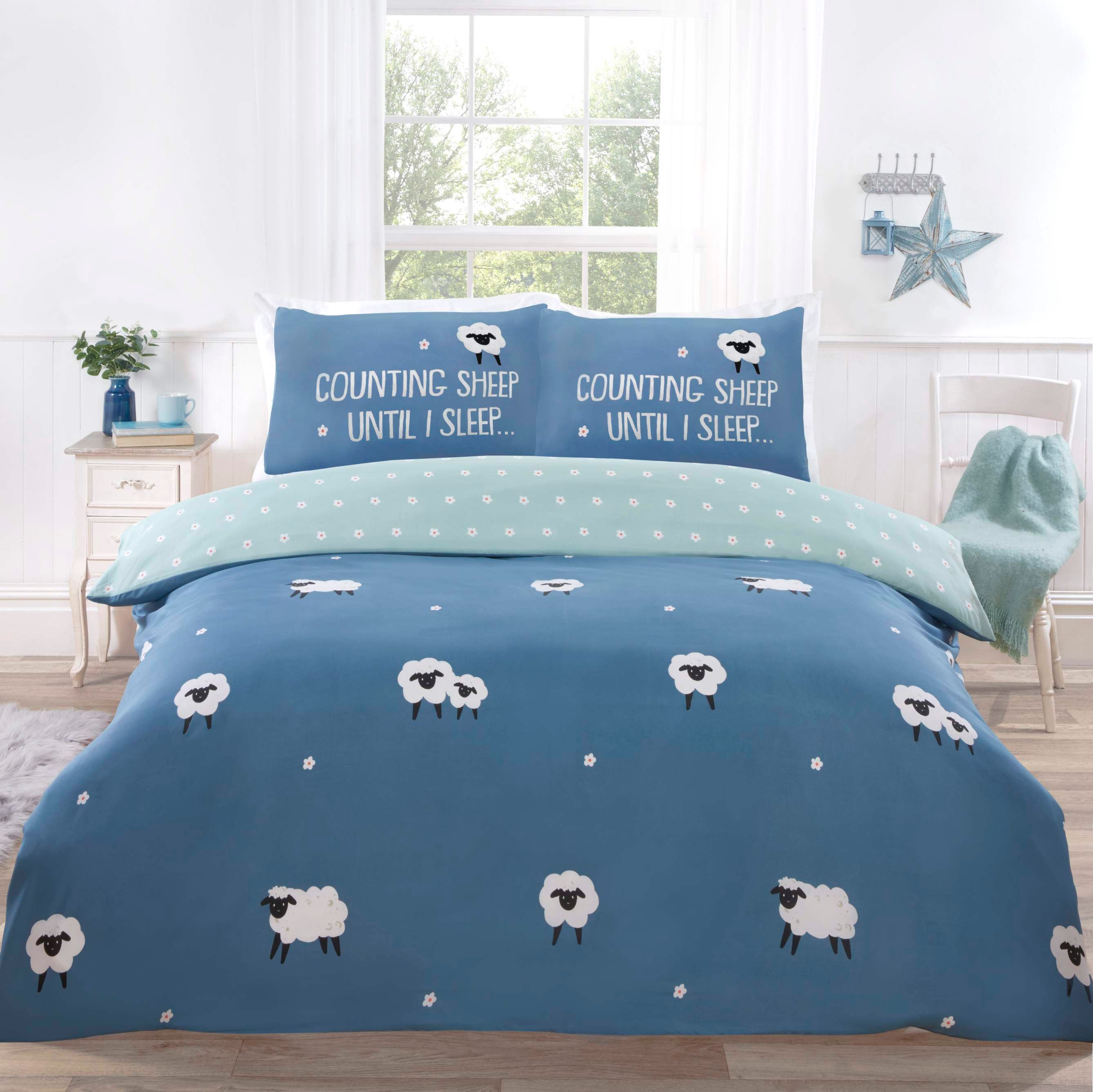 Rapport Home Counting Sheep Microfibre Duvet Cover Set Cover with Pillowcase in Blue