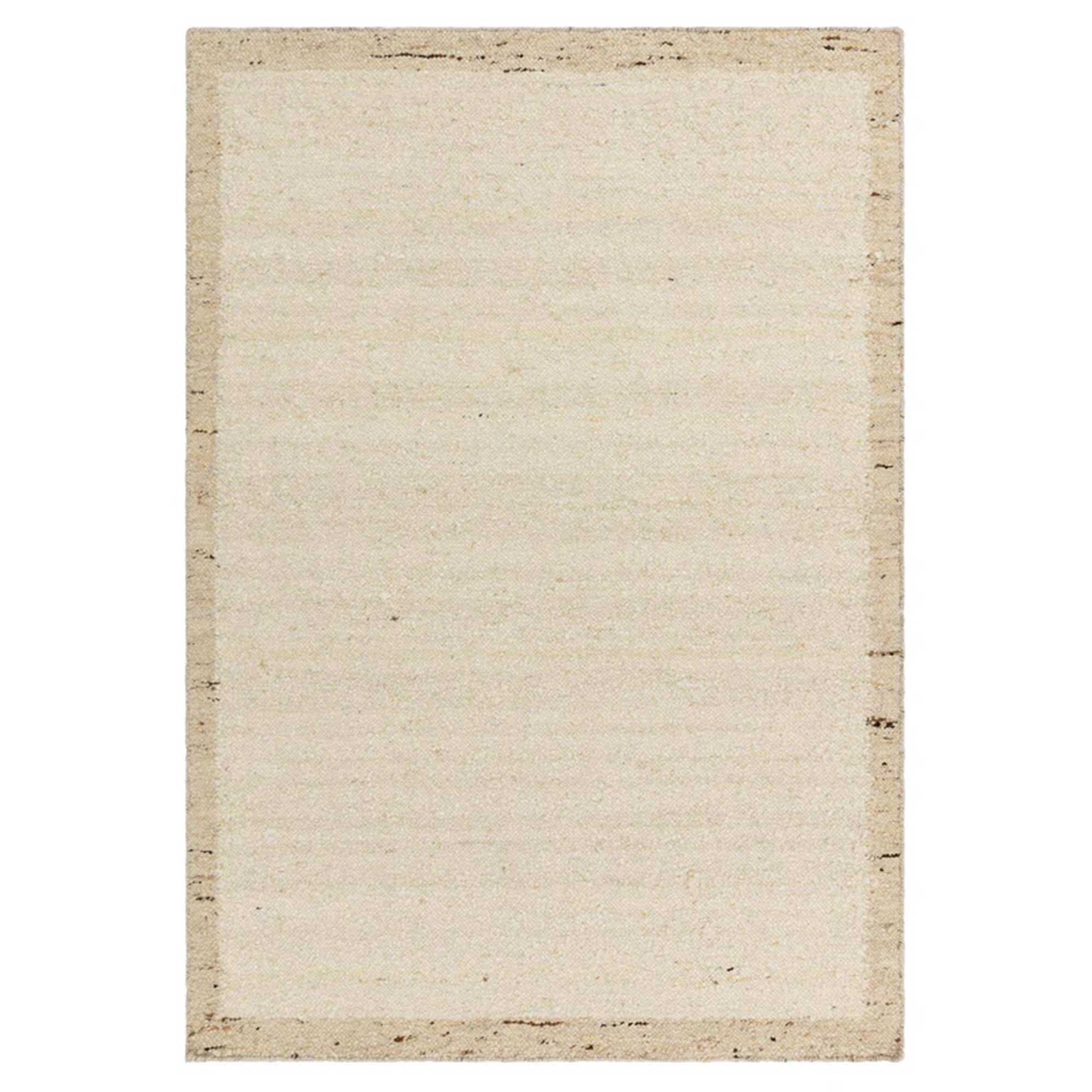 Nori Border 160x230cm Rug, Square, Neutral Wool Blend | Barker & Stonehouse