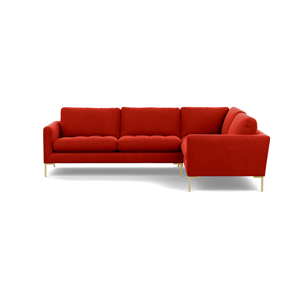 Heal's Eton Right Hand Facing Corner Sofa Varese Velvet Terracotta Brass Feet