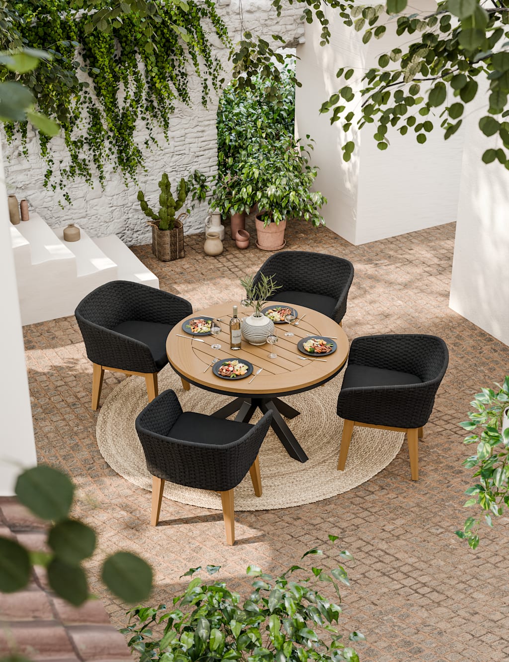 Royalcraft Tuscany 4 Seater Dining Set Black Mix