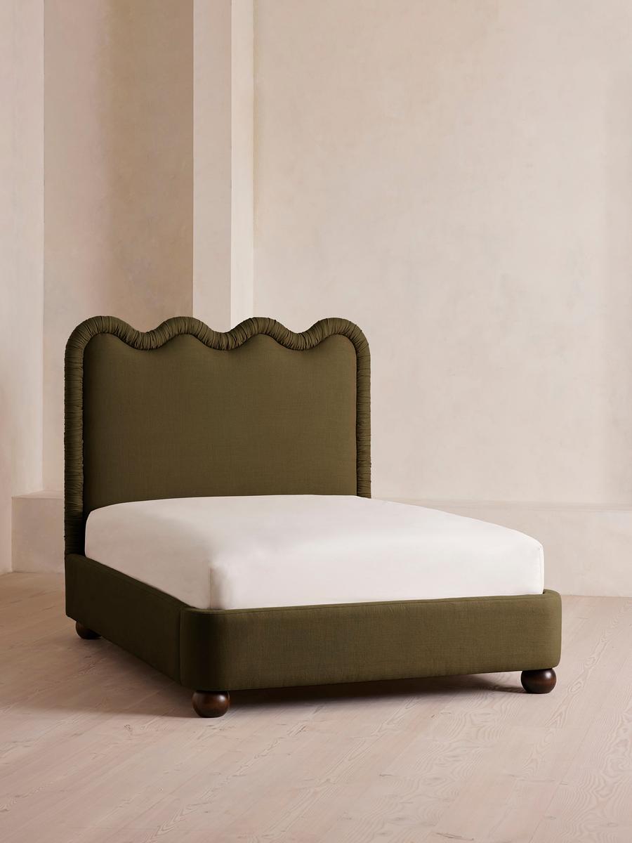 Tristan Bed, Super King, Linen, Olive
