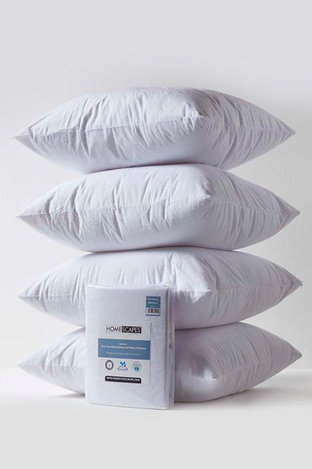Homescapes Terry Towelling Waterproof Pillow Protectors 60 x 60 cm, Pack of 4 in White