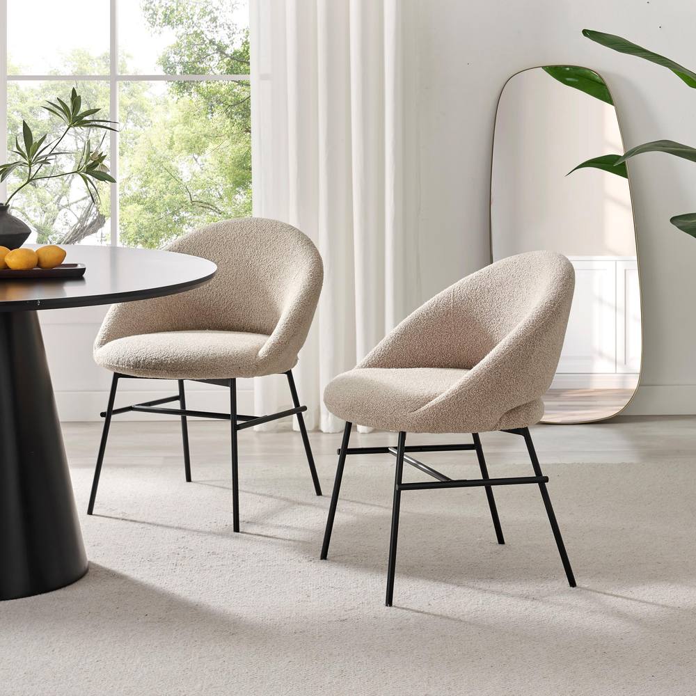 FurnitureboxUK 2x Nella Beige Fabric Dining Chairs