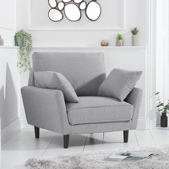 Caropy Linen Fabric Upholstered Armchair In Grey