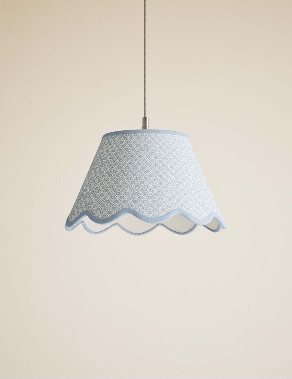M&S Printed Scallop Trim Large Lamp Shade Blue