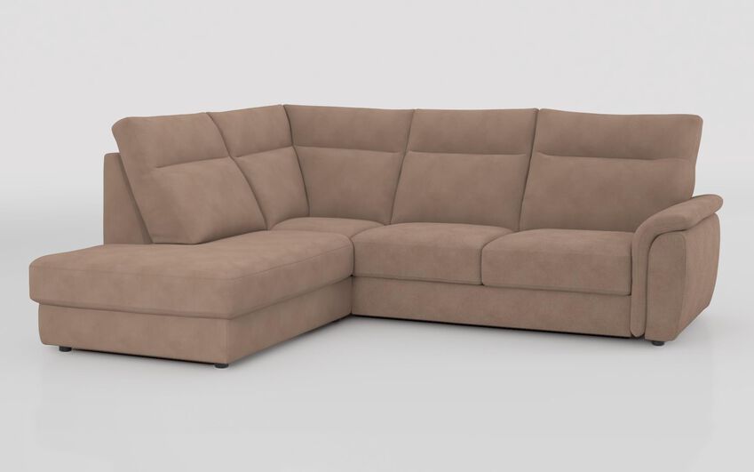 Beige Fabric Ginestreto 1 Corner 3 Sofa with Sliding Footrest & Left Hand Facing Storage Lounger
