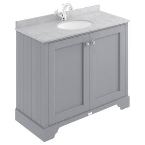 Bayswater Victrion Plummett Grey Traditional Freestanding Vanity Unit & Grey Marble Top Basin - 1000mm