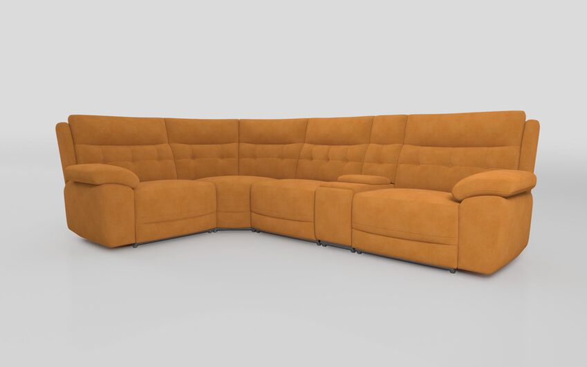 Yellow Fabric Belford 1 Corner 3 Sofa with Console