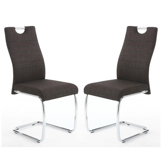Talia Charcoal Handle Back Leather Effect Dining Chair In A Pair