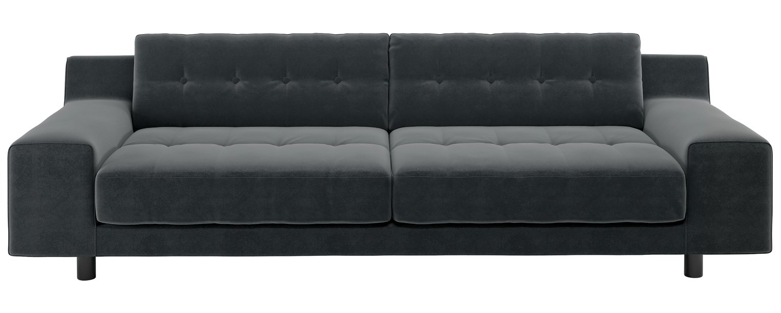 Habitat Hendricks 4 Seater Velvet Sofa - Dark Grey