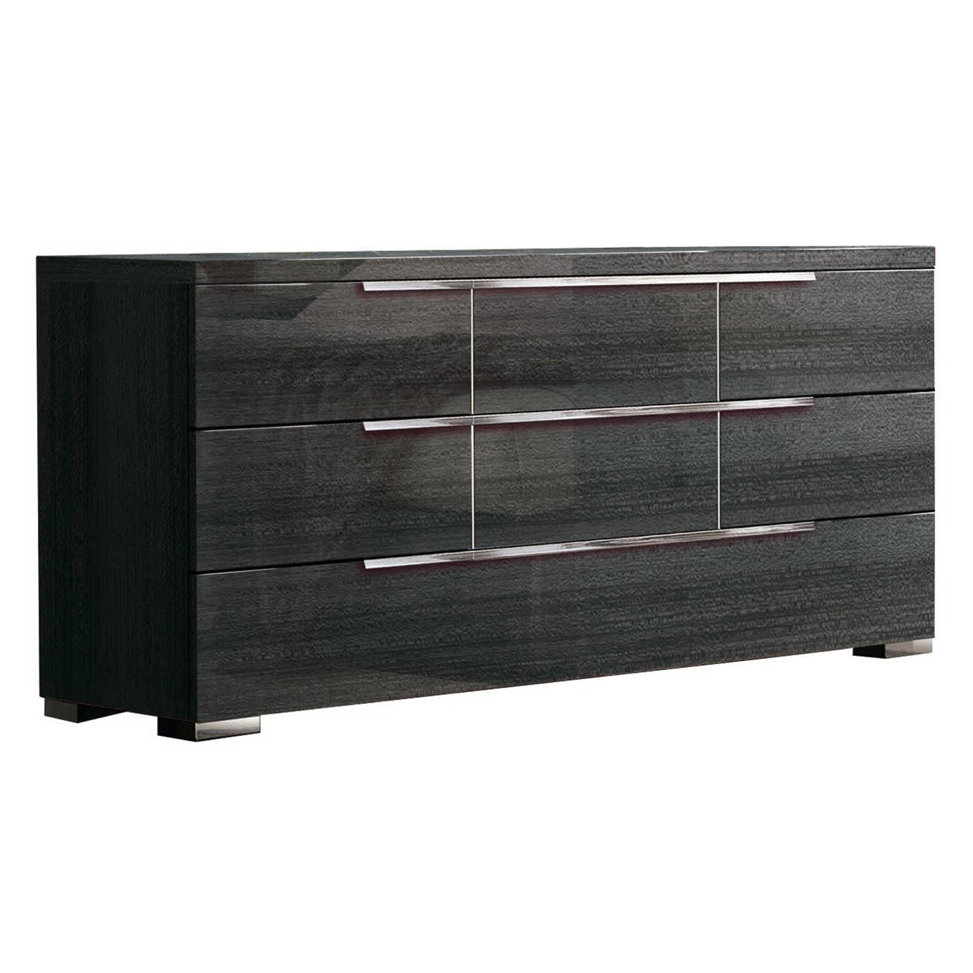 Versilia 3 Drawer Dresser, Grey Koto High Gloss