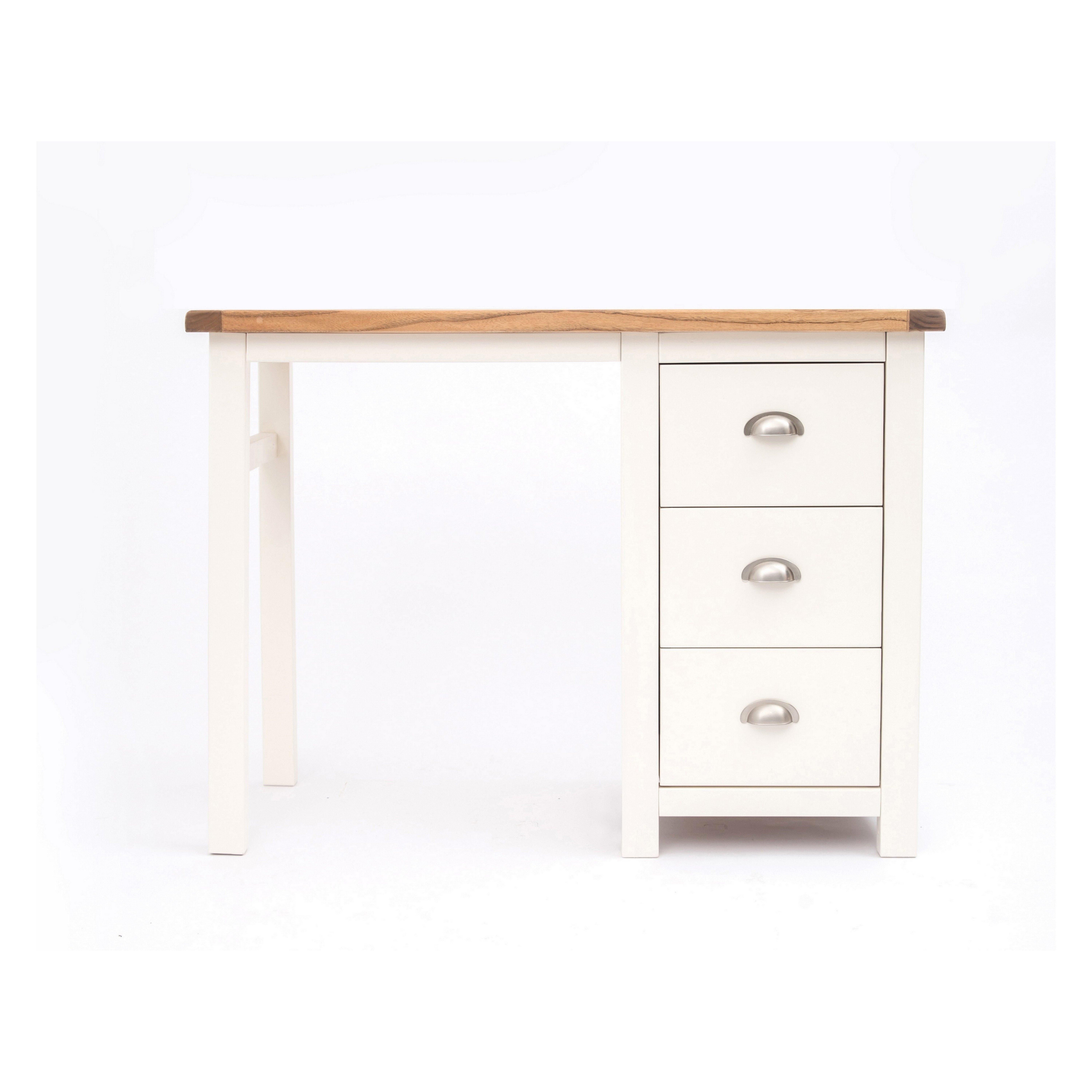 Cabinet Bits Lovere 3 Drawer Desk - Dressing Table Chrome Cup Handle in Off-White