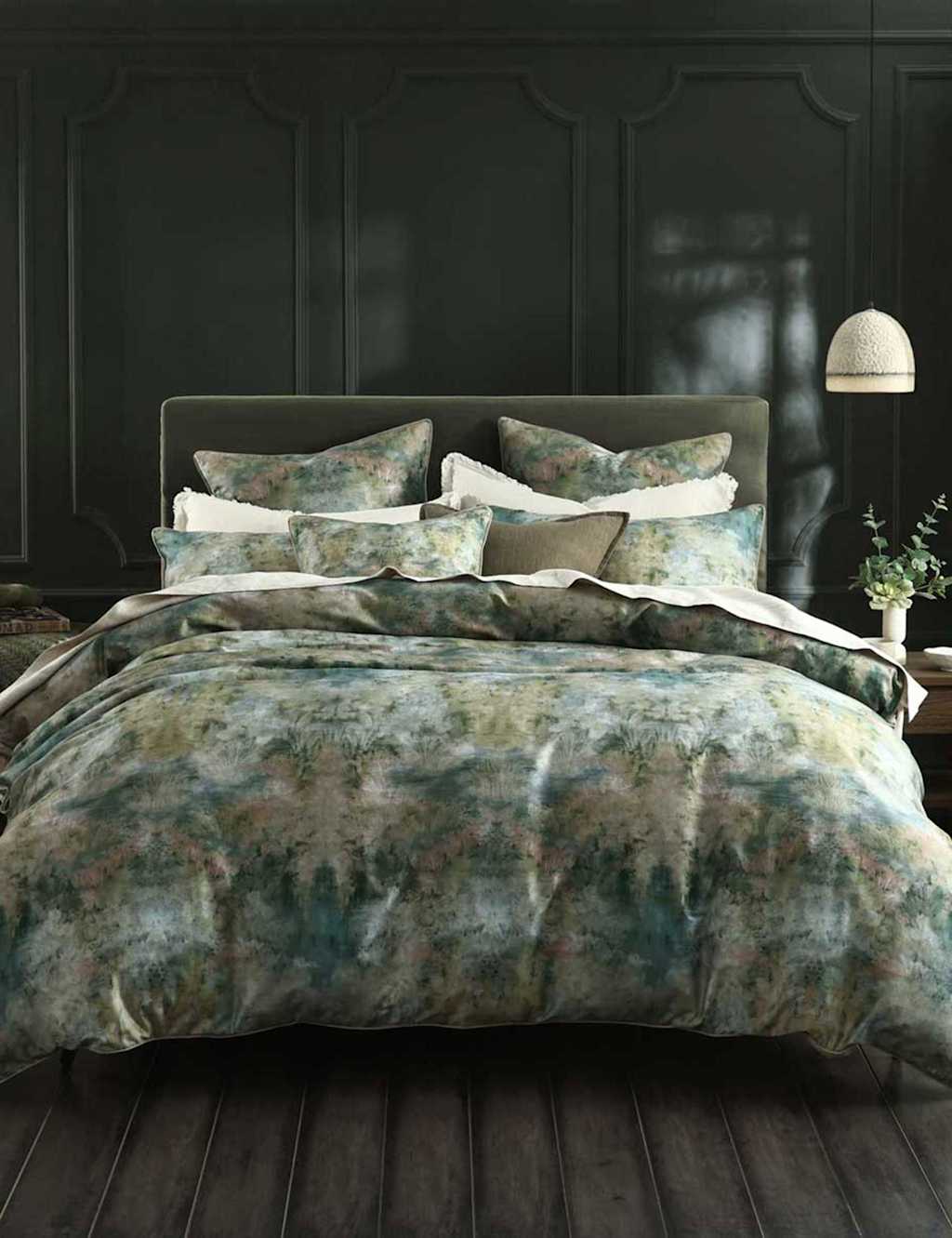 MM Linen Pure Cotton Reverie Bedding Set Green Mix