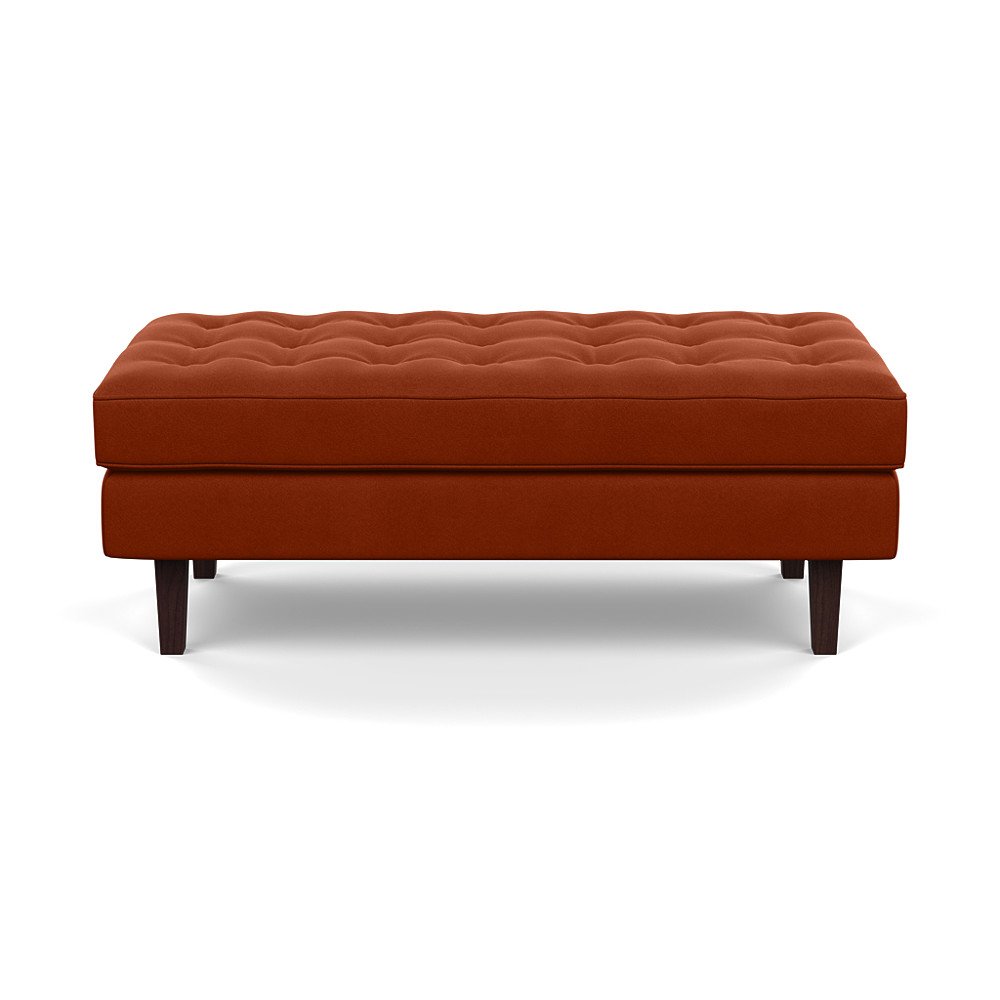 Heal's Hepburn Ottoman Nobilis Velvet Rust Natural Feet