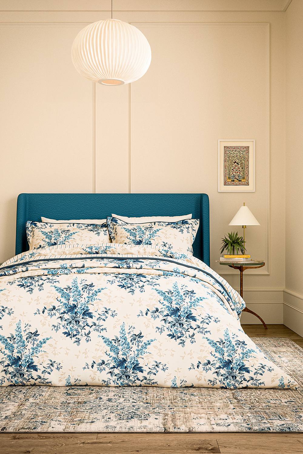 V&A 'Larkspur Meadow' Cotton Duvet Cover Set in Blue