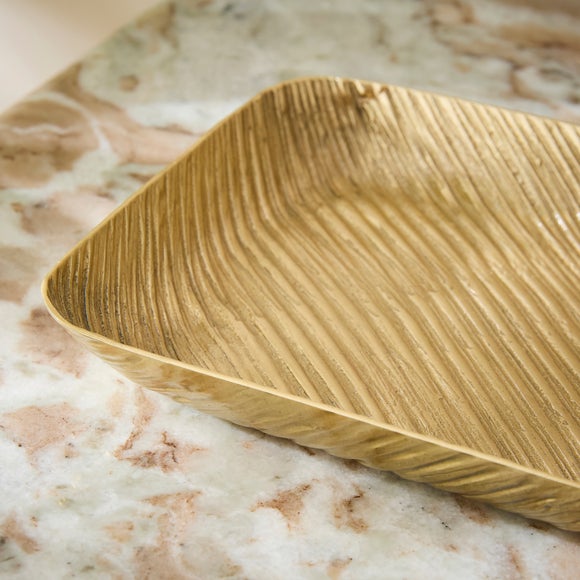 Gold Textured Aluminium Rectangular Tray 2