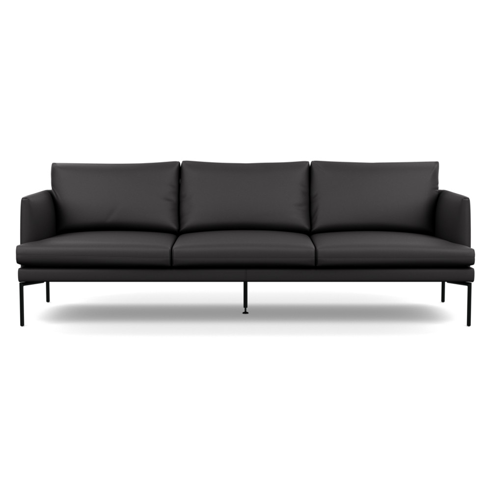 Heal's Matera 4 Seater Sofa Leather Grain Graphite 063 Black Feet