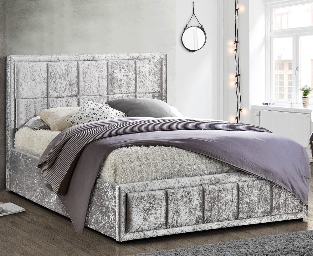 Hannover Steel Velvet Fabric Bed Frame - 4ft Small Double