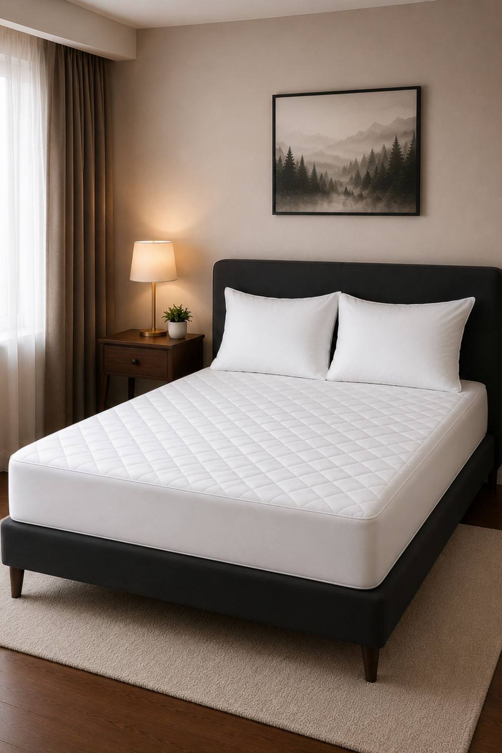 Grace Luxury Quilted Mattress Protector with Deep Pocket in White