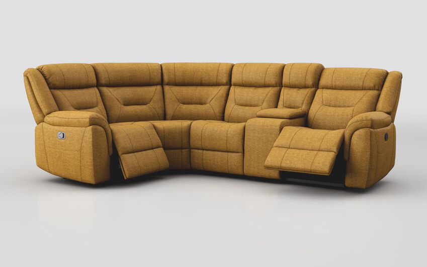 Yellow Fabric Ainsdale 1 Corner 2 Manual Sofa with Console