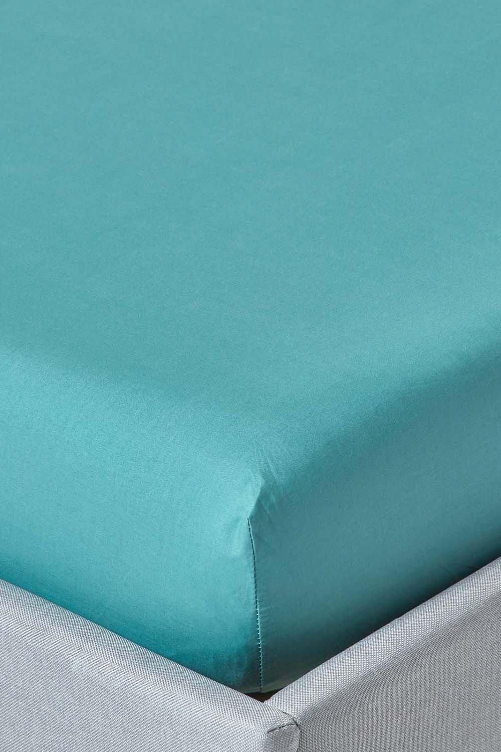 Homescapes Egyptian Cotton Fitted Sheet 12 inch 200 Thread Count in Teal