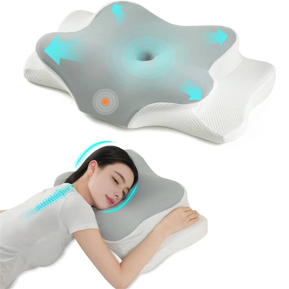 Nordara Ergonomic Memory Foam Pillow Cervical Neck Pain Relief in Grey