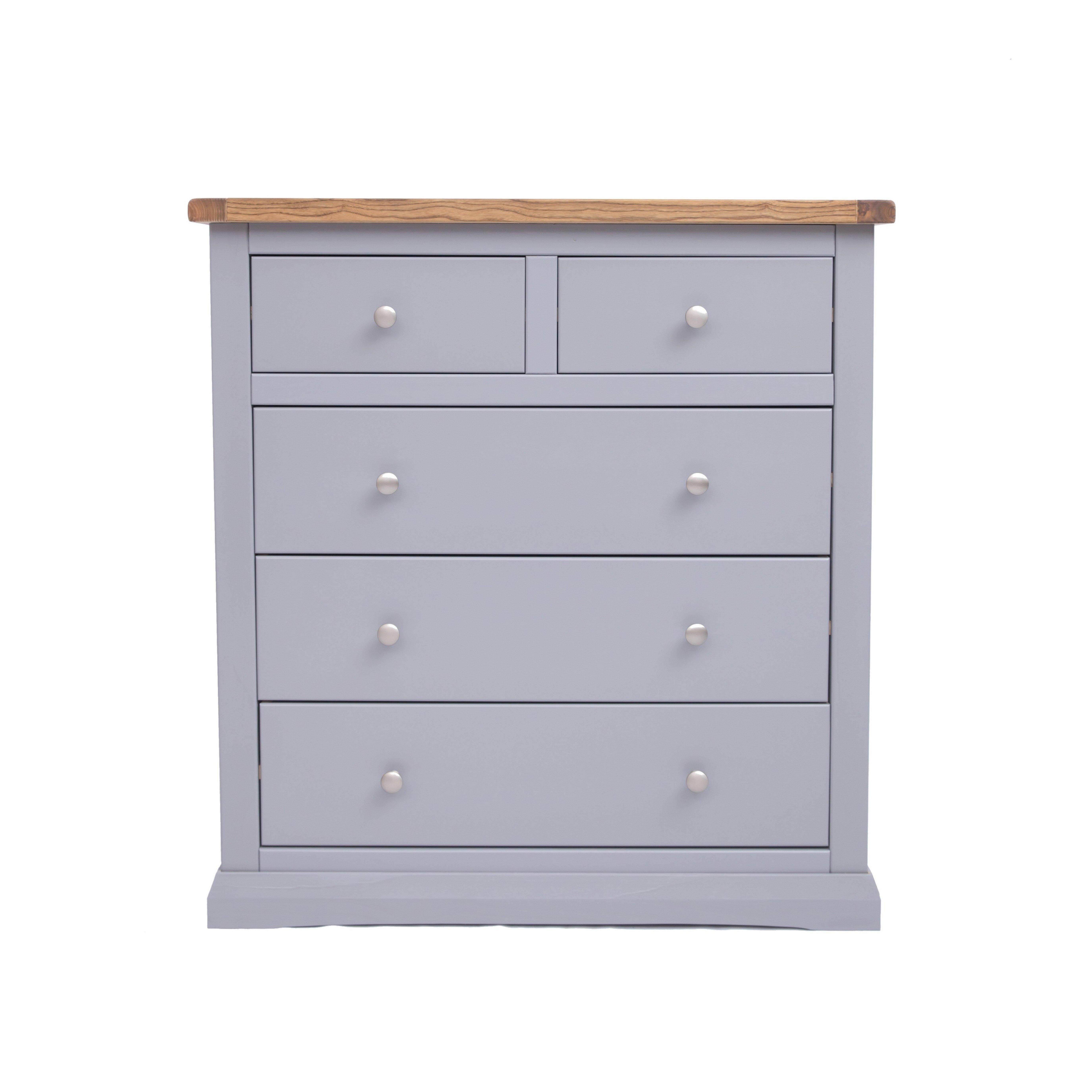 Cabinet Bits Rocca 5 Drawer Chest of Drawers Chrome Knob in Grey