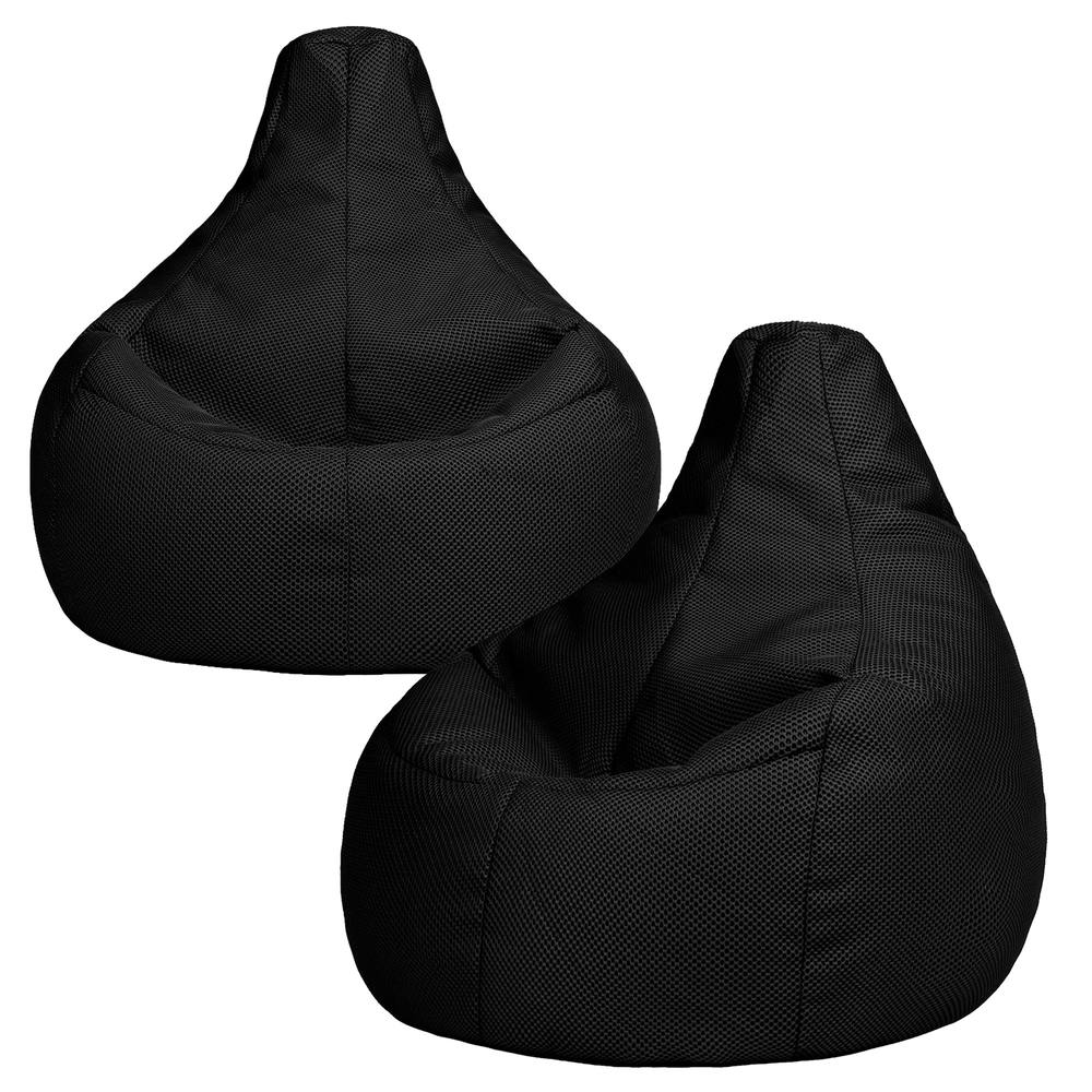 icon 2 Pack Gaming Bean Bag Recliner Performance Mesh in Black