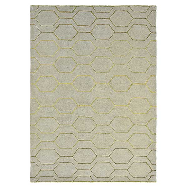 Arris Grey Rug - With Geometric Pattern - Made From Wool And Viscose - 120 x 180cm