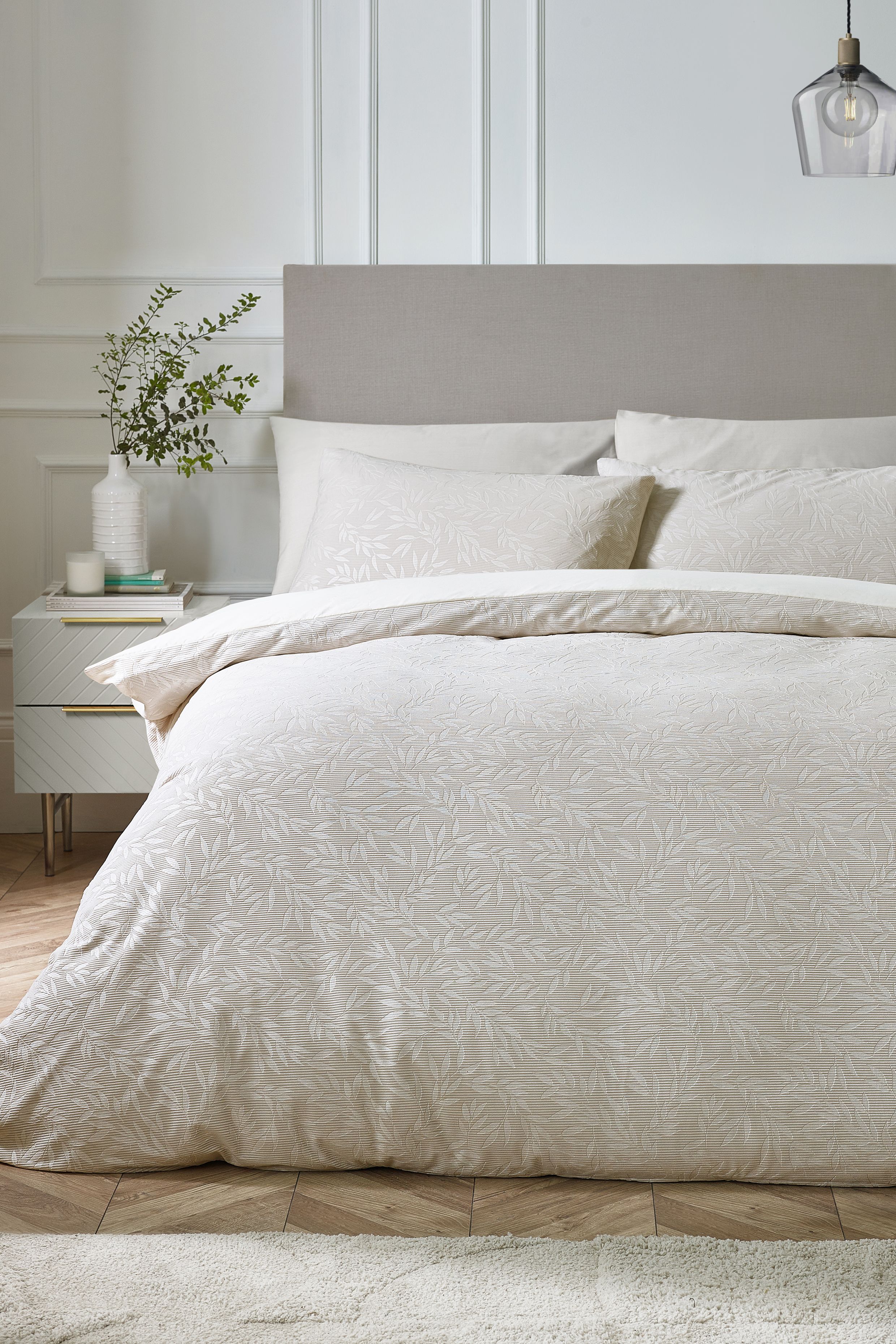 Catherine Lansfield 'Corded Leaves' Duvet Cover Set in Gold
