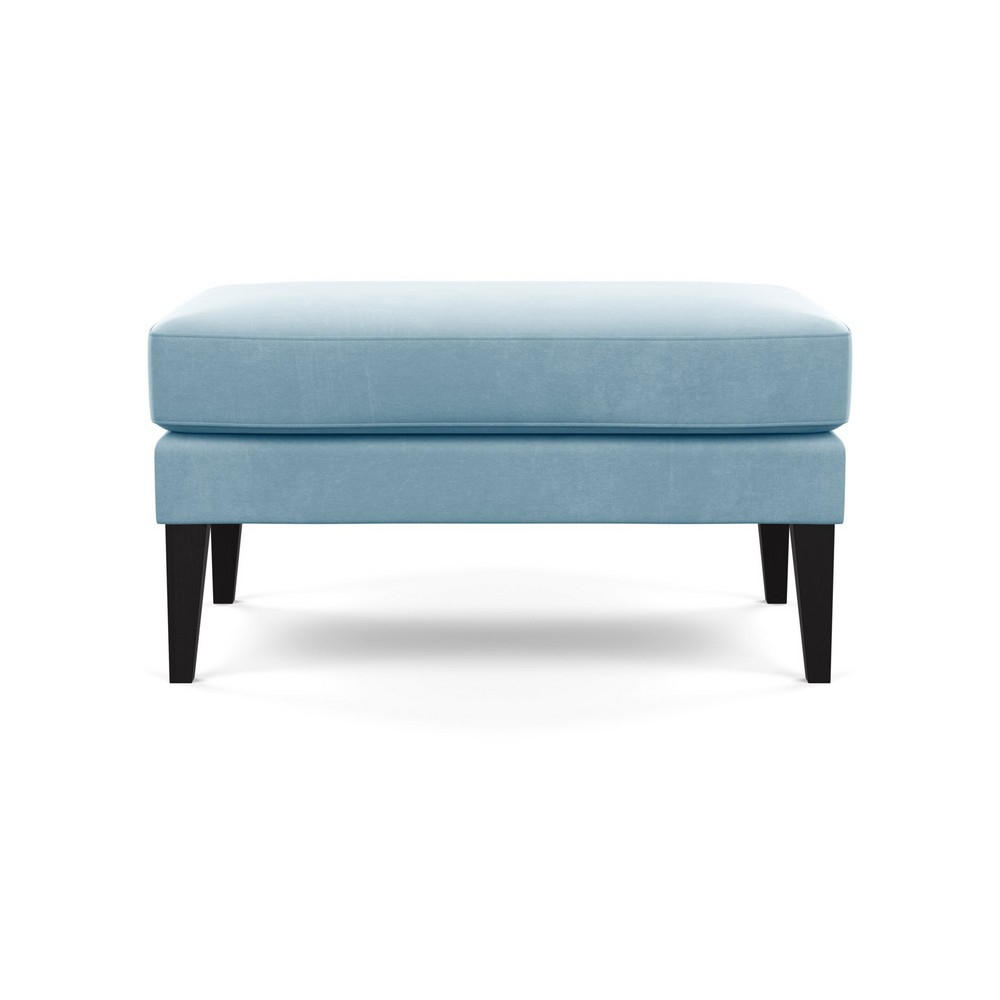 Heal's Richmond Ottoman Varese Velvet Sky Black Feet